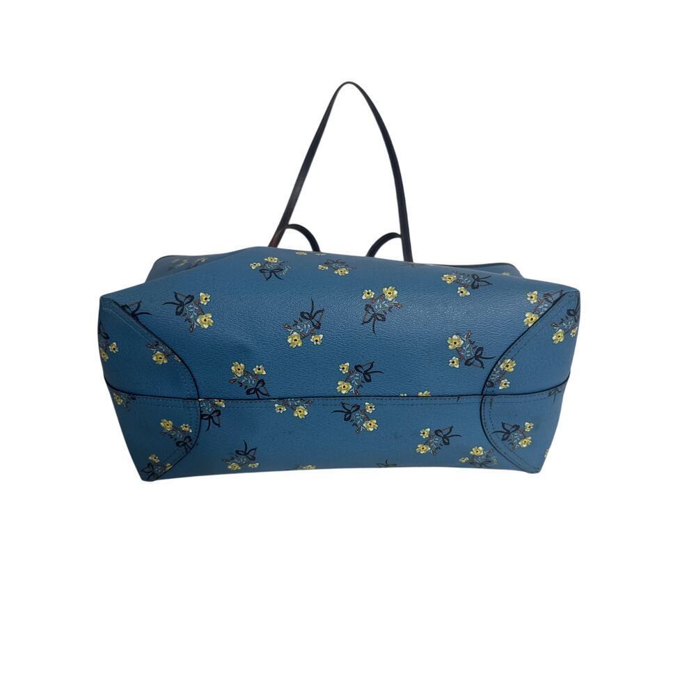 Coach City Tote Blue Multi Floral Bow Print w/ Matching Slim Wallet Set - Picture 6 of 12